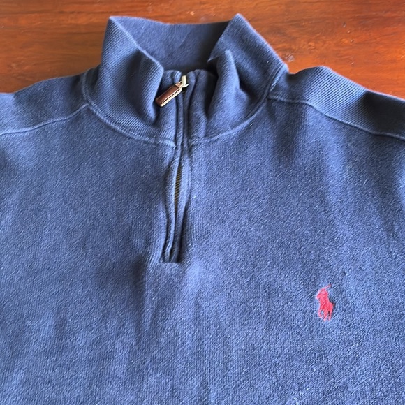 Ralph Lauren 3/4 zip Pullover Sweater Sz Lg Navy Blue - Picture 4 of 5